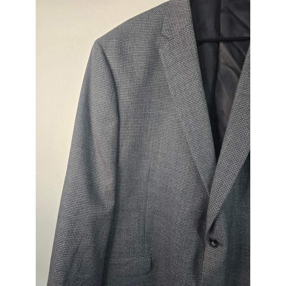 Calvin Klein Mens Grey Houndstooth Two Button Blazer Sport Coat Jacket Size 52R - Picture 2 of 11